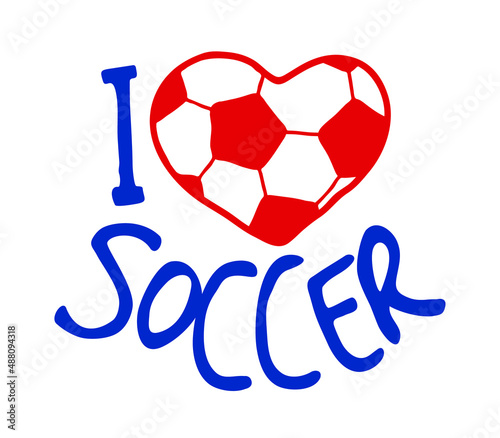 I love soccer t-shirt decoration with heart shaped football ball