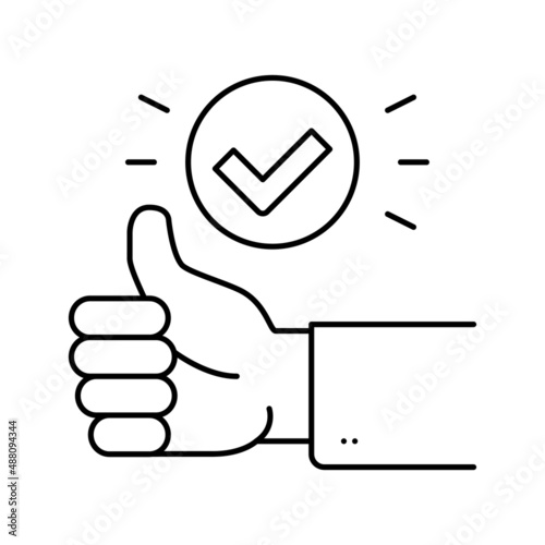 Valokuvatapetti gesture good and approved line icon vector illustration