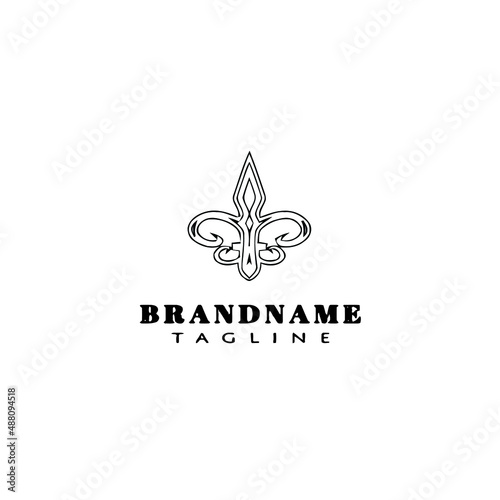 fleur de lys symbol element logo cartoon icon design template black isolated vector illustration