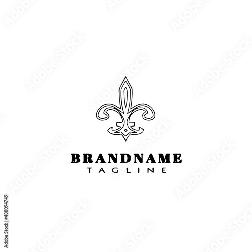 fleur de lys symbol element logo cartoon icon design template black isolated vector illustration