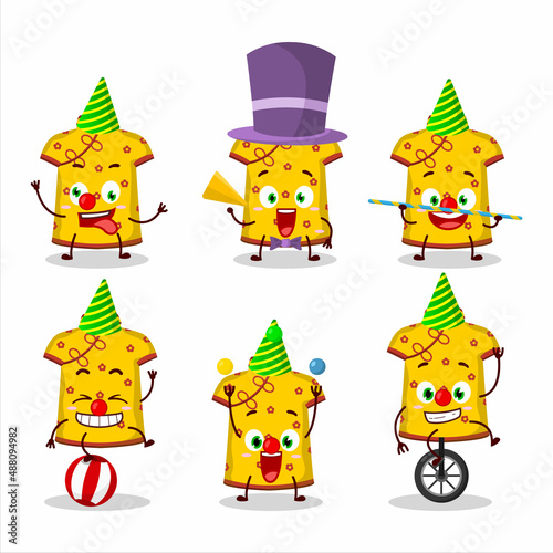 Cartoon character of yellow clothing kids chinese woman with various circus shows