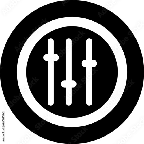  Flat equaliser button icon vector on white background in circle..eps