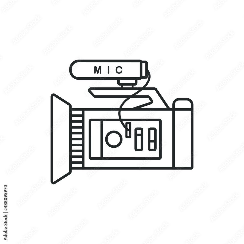 Camcorder vector, Side view of Camera, linear vector element, Illustration. Camcorder vector, Side view of Camera, linear vector element, Illustration.