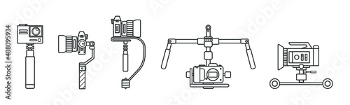 Handheld Steadicam Camera Stabilizer vector sets, linear vector element, Illustration.