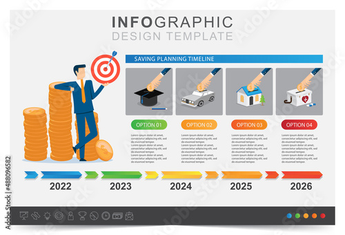 Modern infographic template, presentation business infographic template, business saving plan, icon set