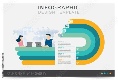 Modern infographic template, presentation business infographic template, step to target, icon set