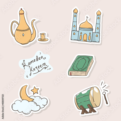 Hand drawn of ramadan sticker