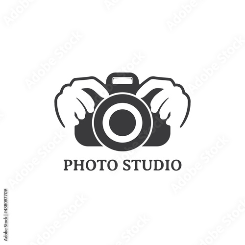 Camera and hand logo design for photo studio, photography etc