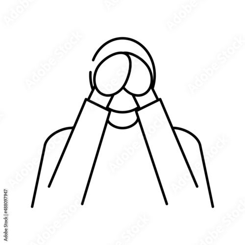 loneliness psychological problems line icon vector illustration