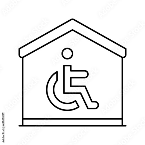 house for disabled line icon vector illustration