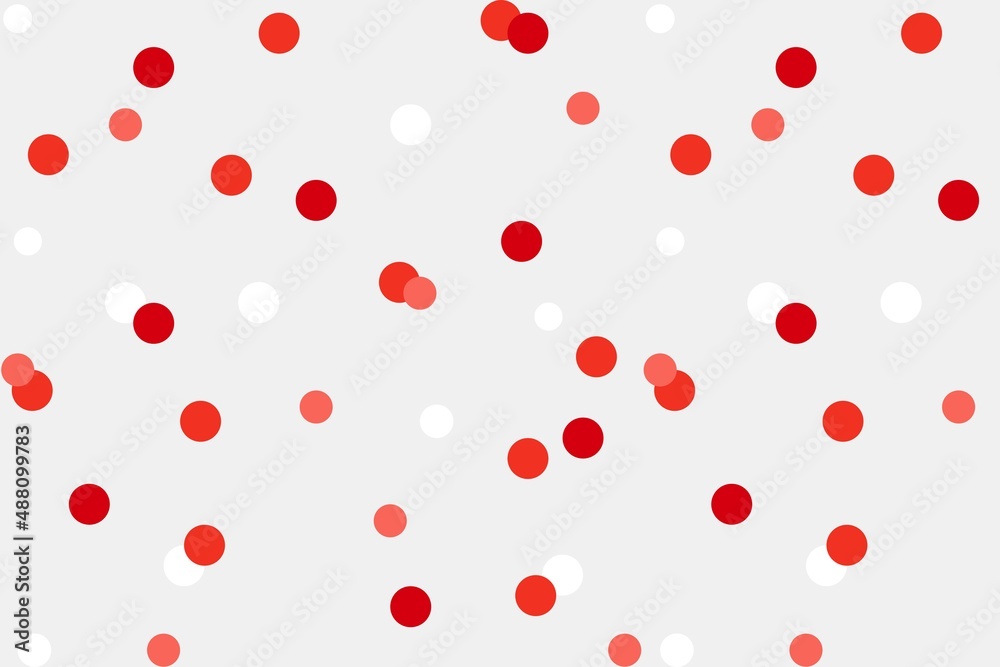 Seamless red polka dot pattern with white background. Repeating texture illustration