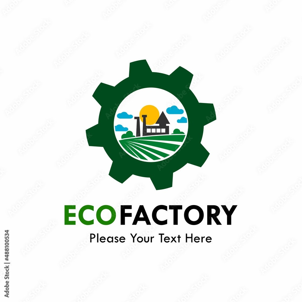 Eco factory logo template illustration