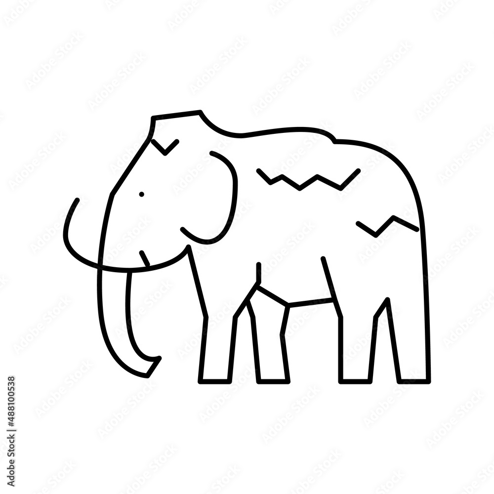 mammoth animal line icon vector illustration