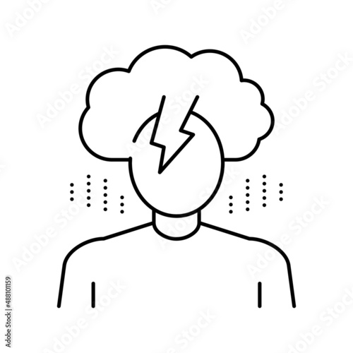 depression psychological problems line icon vector illustration