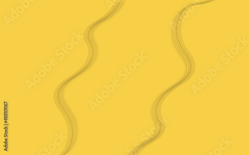 Abstract background in paper cut style. Yellow colors waves with smooth shadow. Vector illustration with layered curved line shape.