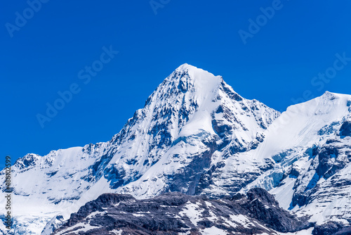 The Swiss Alps at Murren  Switzerland. Jungfrau Region. Snow peaks.
