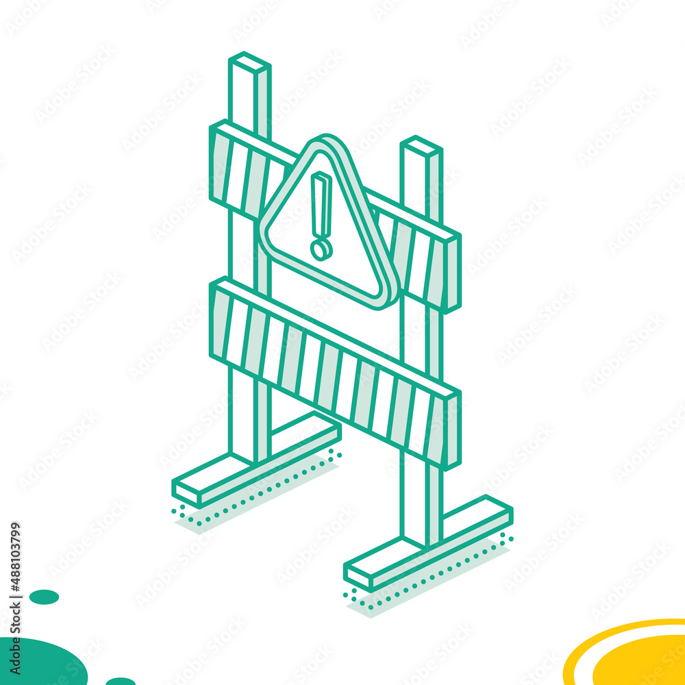 Road Warning Barrier Board with Stripes Isolated on White Background. Isometric 3d Object. Road Warning Barrier Board with Stripes Isolated on White Background. Isometric 3d Object.
