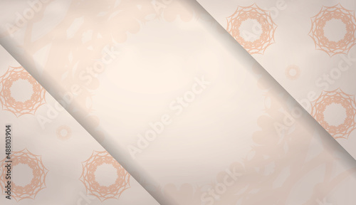 Beige banner with a place for your text and ornaments monograms. New Year theme. Vector. © Javvani
