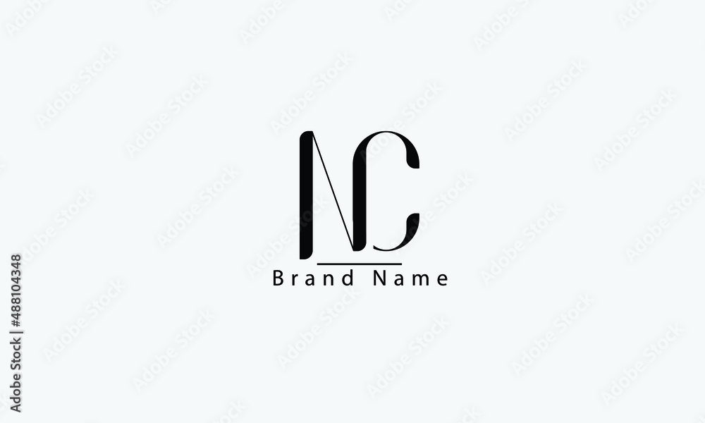 NC CN N C abstract vector logo monogram template - obrazy, fototapety, plakaty 
