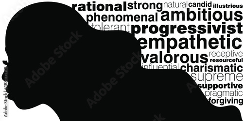 An abstract vector illustration of a woman for Break the Bias theme for International Women’s Day on eighth of March 2022