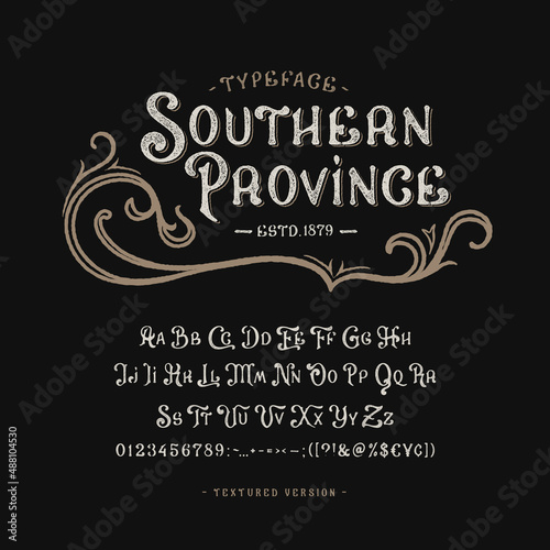 Font Southern Province. Old badge, label, logo