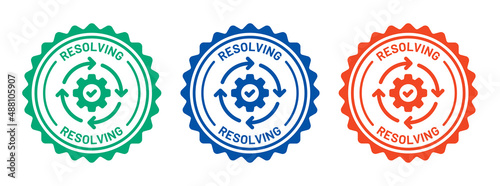 Resolving icon set. Cogwheel with check mark icon symbol of resolve icon.