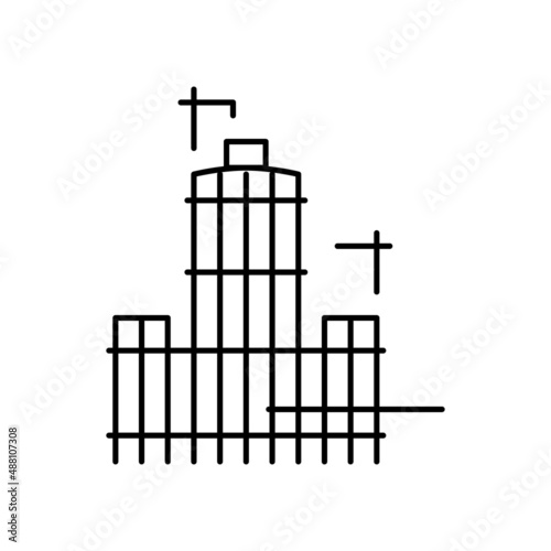 building skyscraper skeleton line icon vector illustration