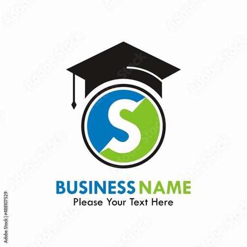 Hat graduation with font S logo template illustration