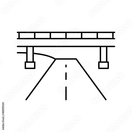 road and bridge line icon vector illustration