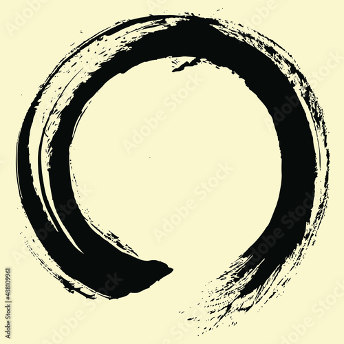 Zen Circle Brush Enso Ink Japan Japanese Traditional Art Vector Illustration