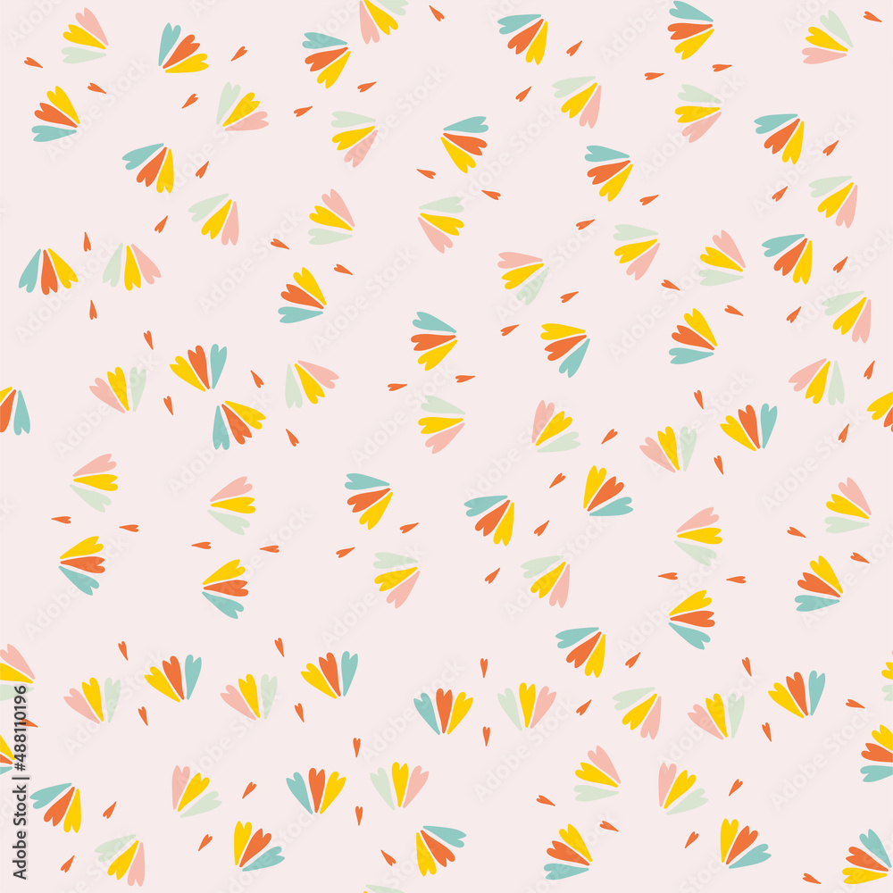 Colorful childish seamless pattern with cute and sweet heart shape in hand drawn style. Modern trendy design Illustration with love flat concept for endless romantic print, background, wallpaper, card Colorful childish seamless pattern with cute and sweet heart shape in hand drawn style. Modern trendy design Illustration with love flat concept for endless romantic print, background, wallpaper, card