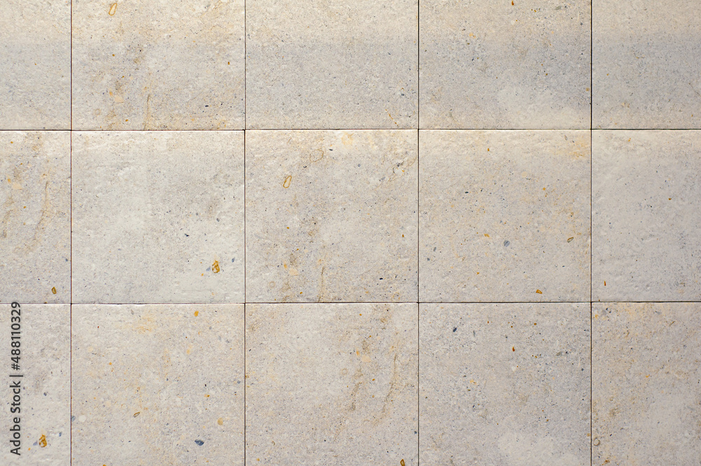 Square ceramic tile in light beige color, matt. Wall tile texture ...