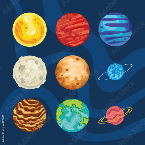 icons with planets and spheres