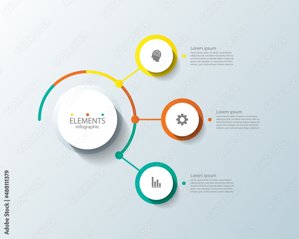 Element infographic business abstract background template circle colorful with 3 step