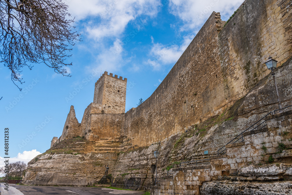View of Lombardia Castle in Enna, Sicily, Italy, Europe