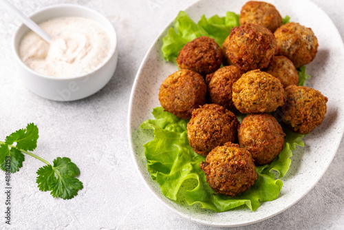 Vegetarian food - falafel balls from spiced chickpeas