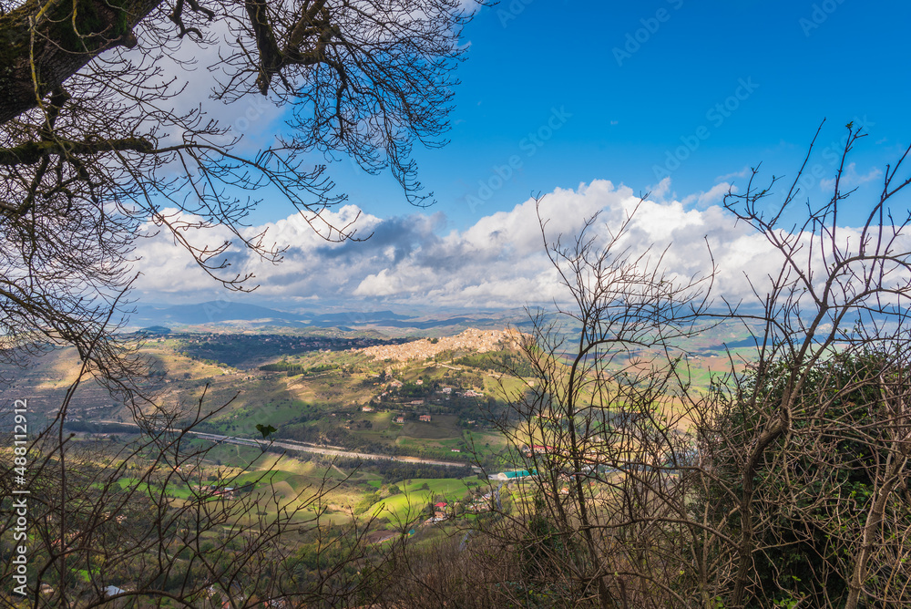 View of Calascibetta from Enna, Sicily, Italy, Europe View of Calascibetta from Enna, Sicily, Italy, Europe