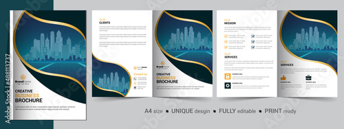 Corporate Bi-fold Brochure Template, Catalog, Booklet Template Design. Fully Editable.