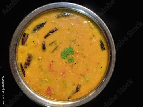 Tableau sur toile Andra style tomato pappu dal with toor dal and Moong dal