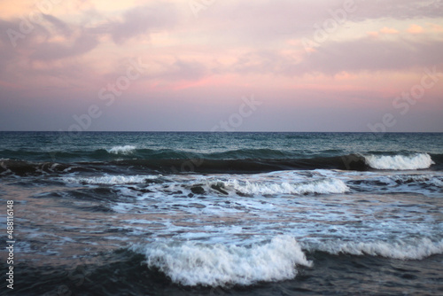 sea waves at sunset time