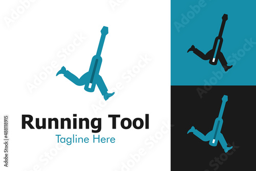 Illustration Vector Graphic of Running Tool Logo. Perfect to use for Technology Company