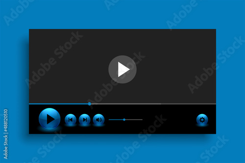 glossy blue video player template design