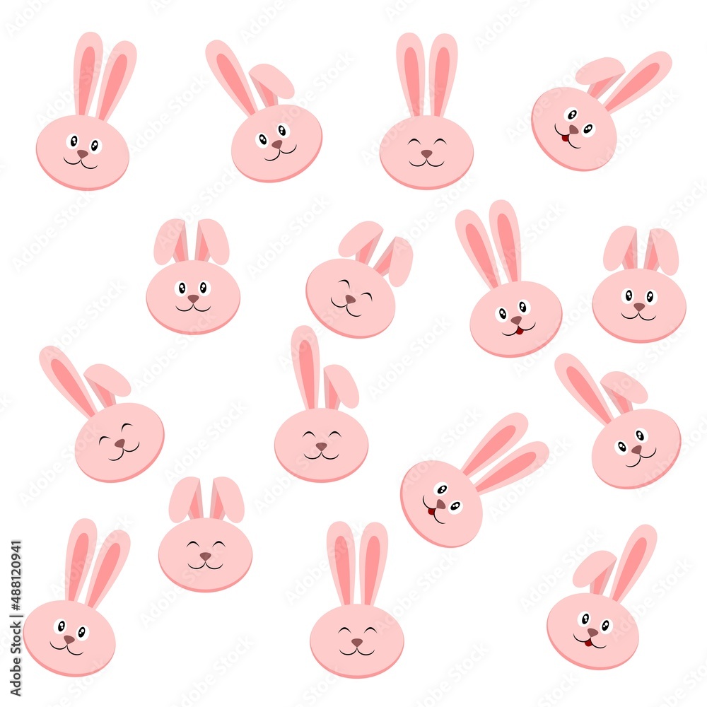 Pink bunny pattern, cute rabbit