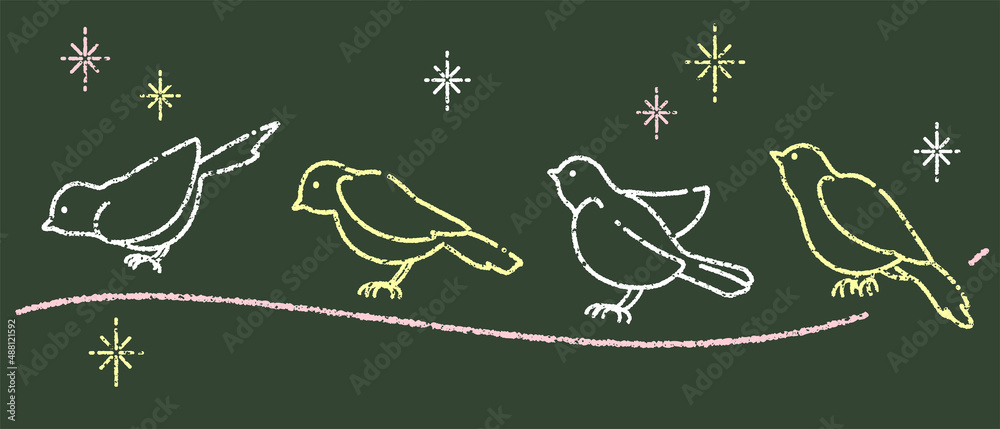 シンプルで可愛い小鳥のイラスト チョーク風 Vector De Stock Adobe Stock