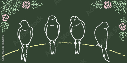 シンプルで可愛い小鳥のイラスト（チョーク風）