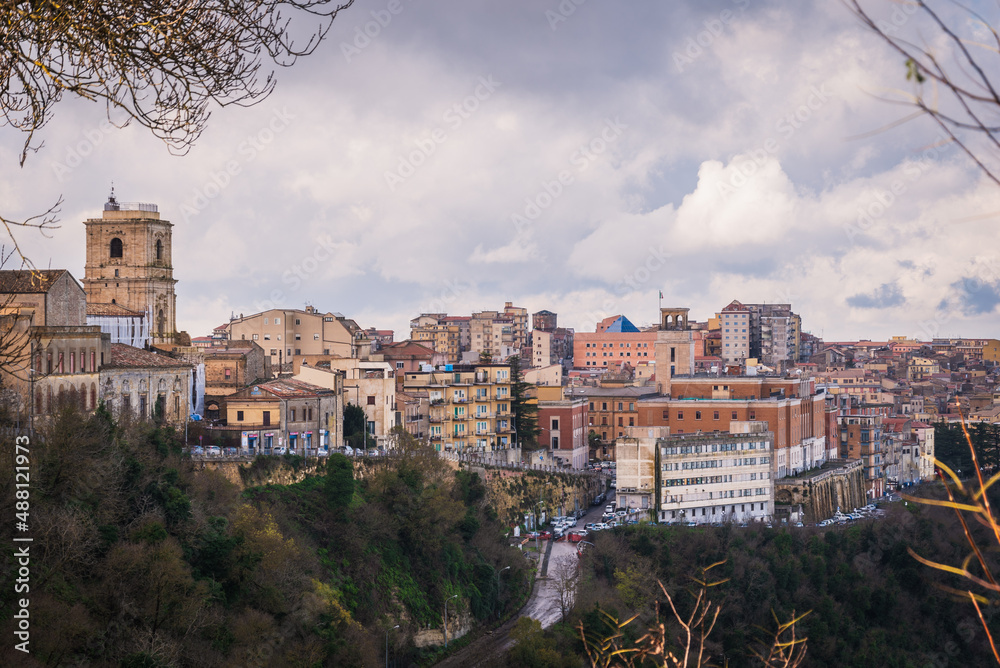Fototapeta premium Skyline of Enna from Lombardia Castle, Sicily, Italy, Europe