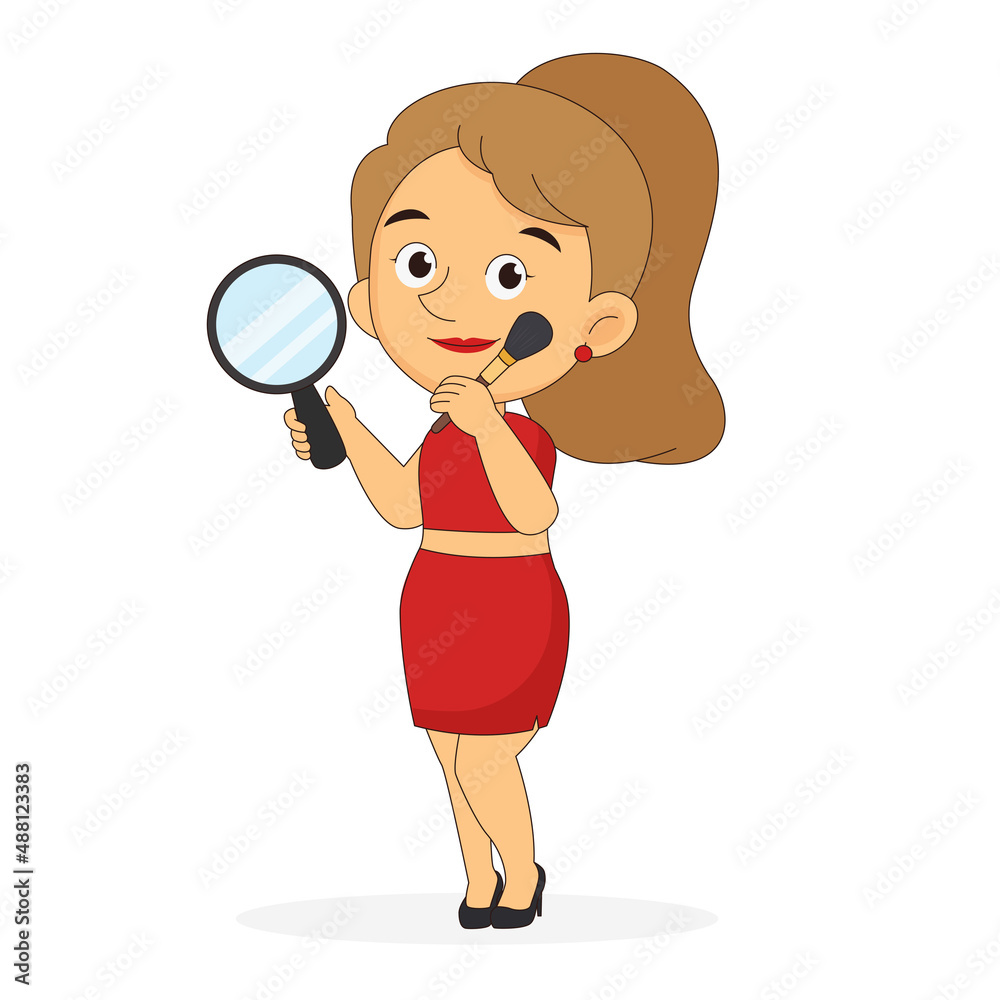 Young woman doing makeup. illustrations. Young woman doing makeup. illustrations.