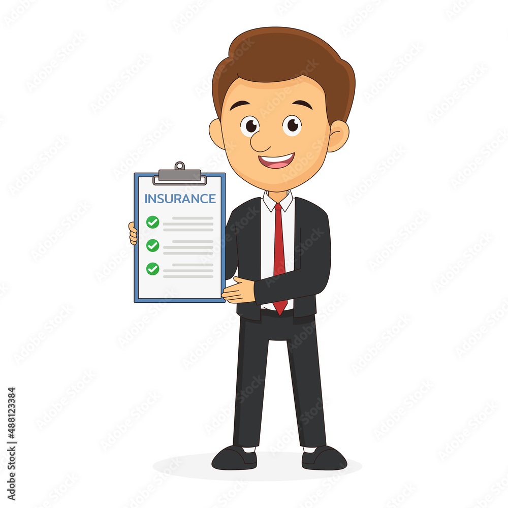Young man with insurance document in his hands Young man with insurance document in his hands