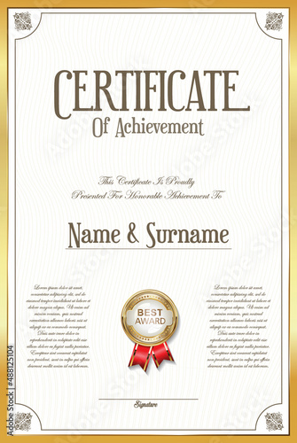 Certificate or diploma of modern design or gift certificate template 