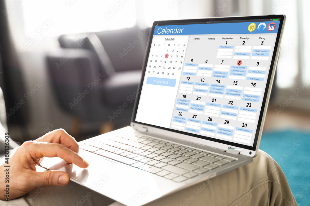 Young Business Business With Calendar Agenda Young Business Business With Calendar Agenda